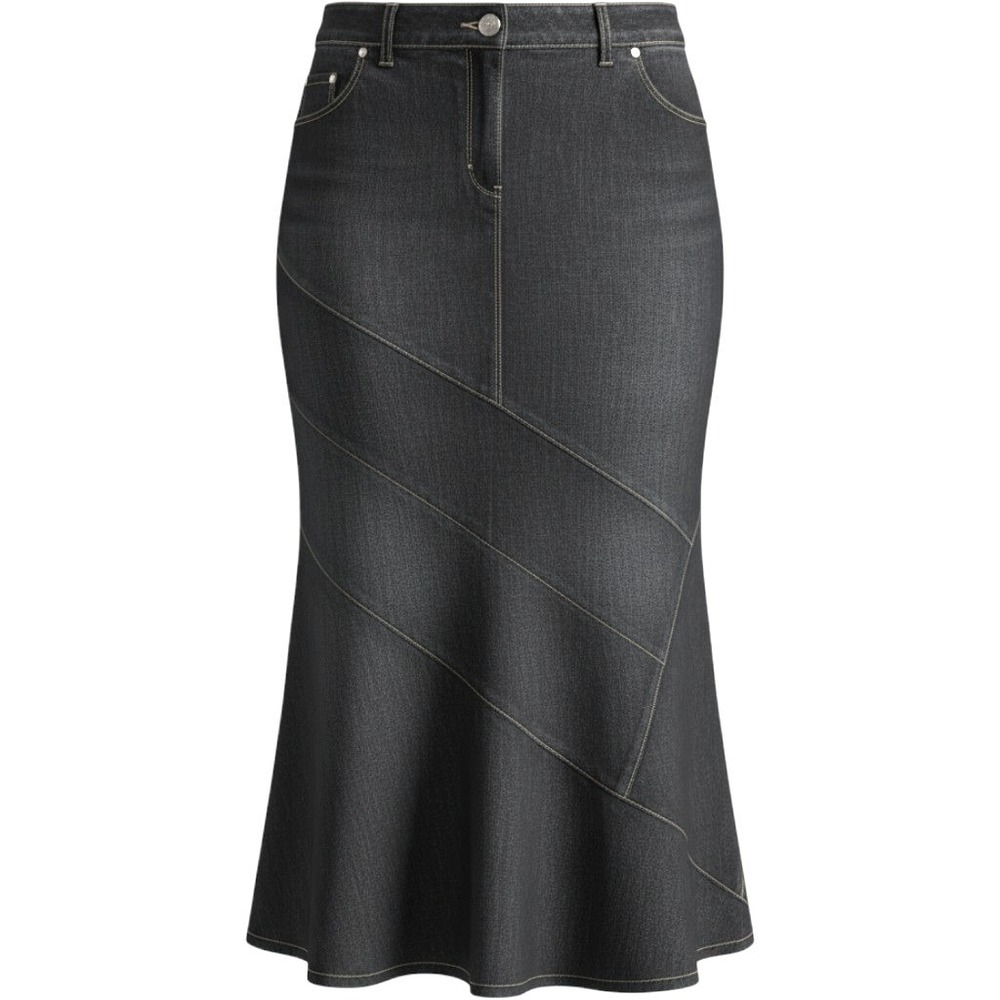 Bisou Bisou Michele Bohbot Denim Mermaid Skirt 18W Dark Wash Flared Midi Y2K